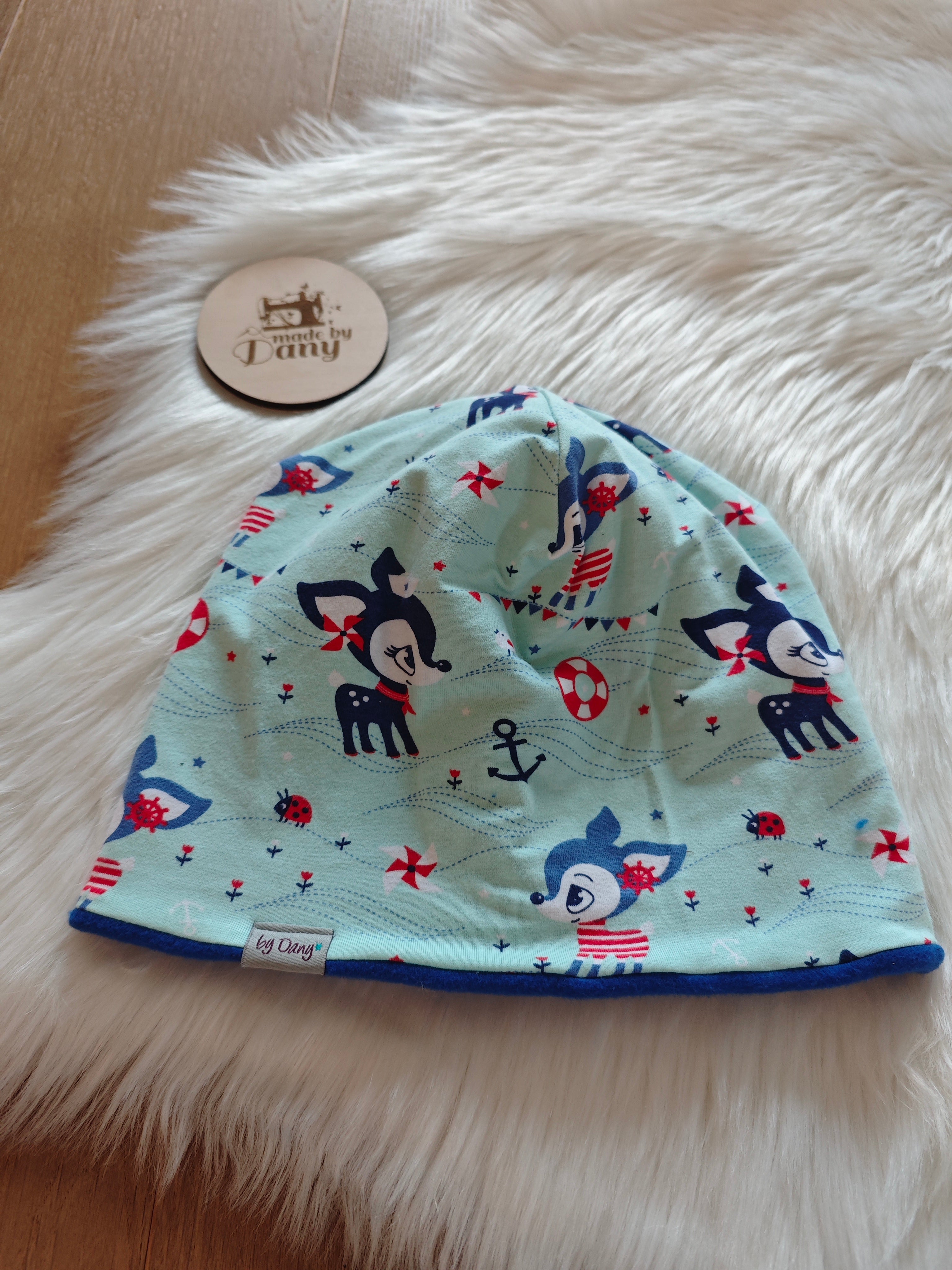 Beanie innen gefüttert Rehkids mint ca. 56-58 cm