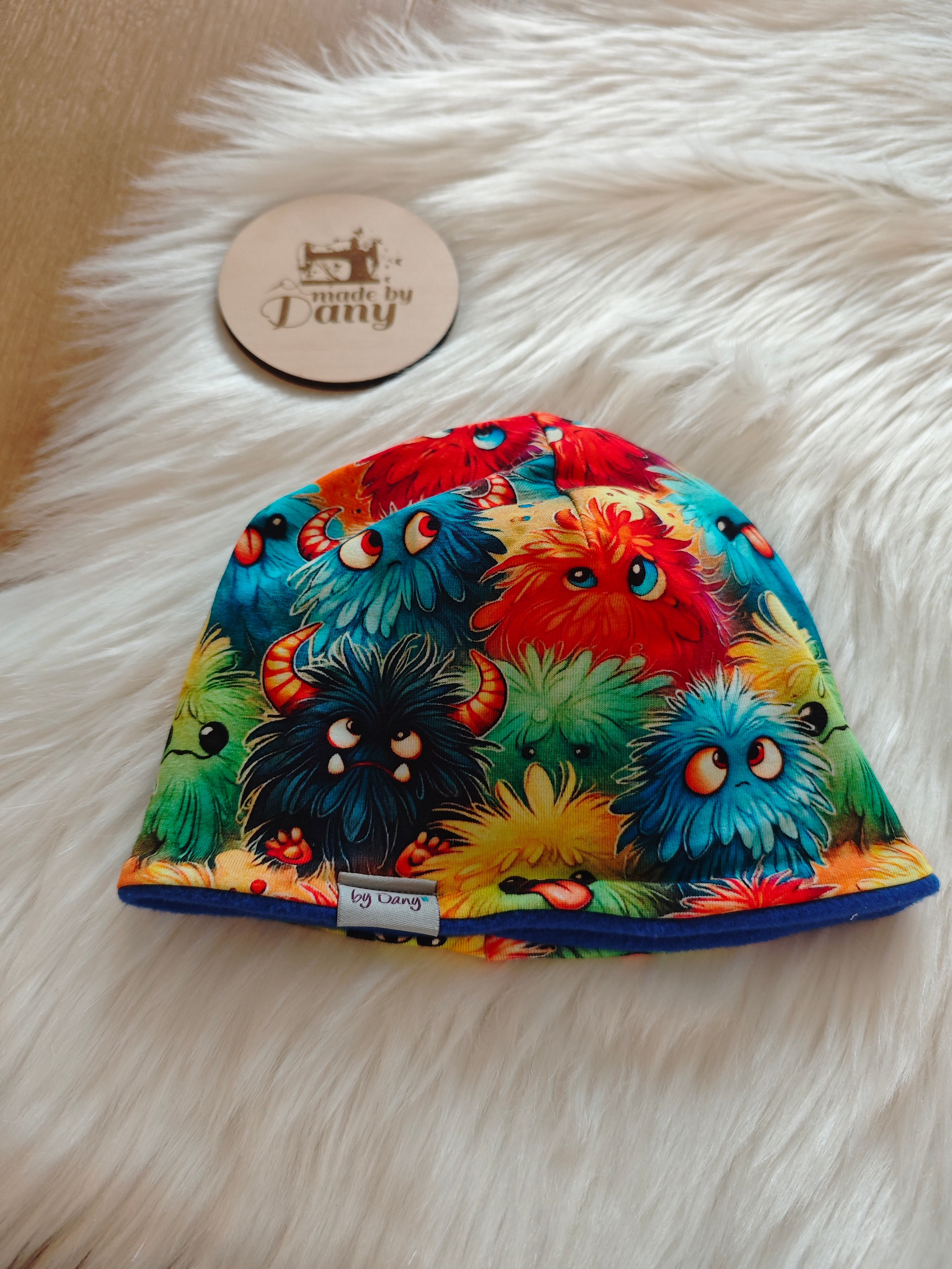 Mütze Jersey bunte Monster ca. 44-46 cm