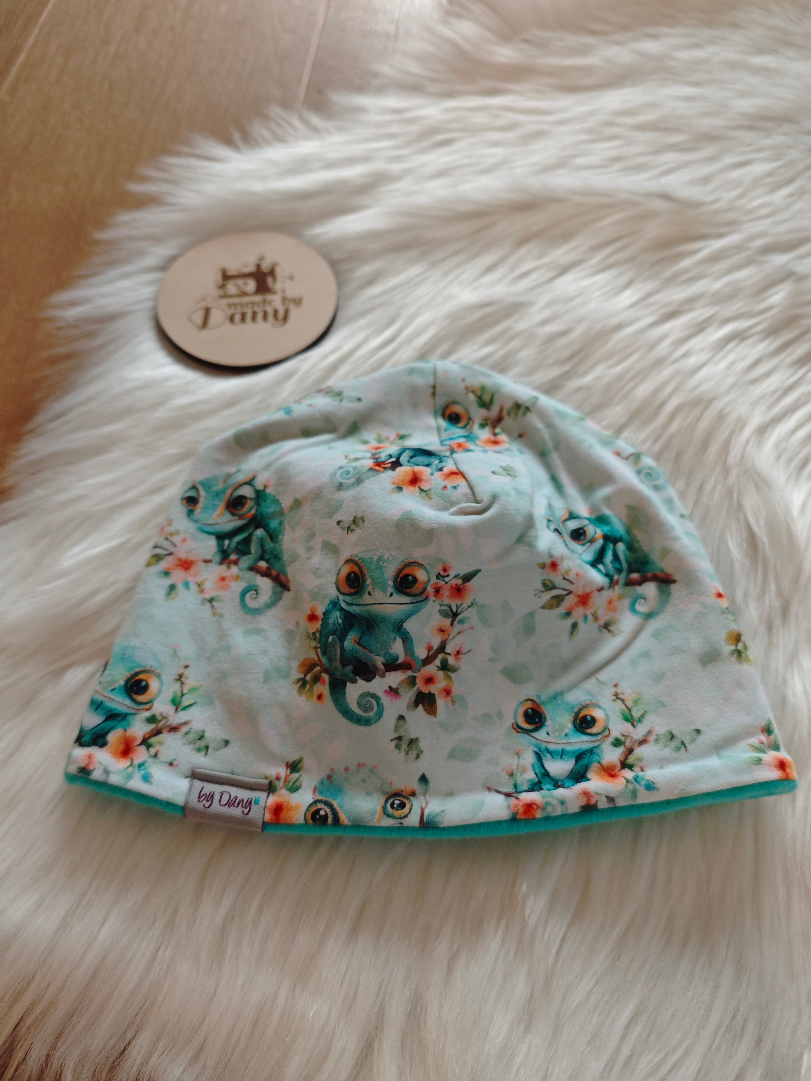 Mütze Jersey Chamäleon mint ca. 50-52 cm
