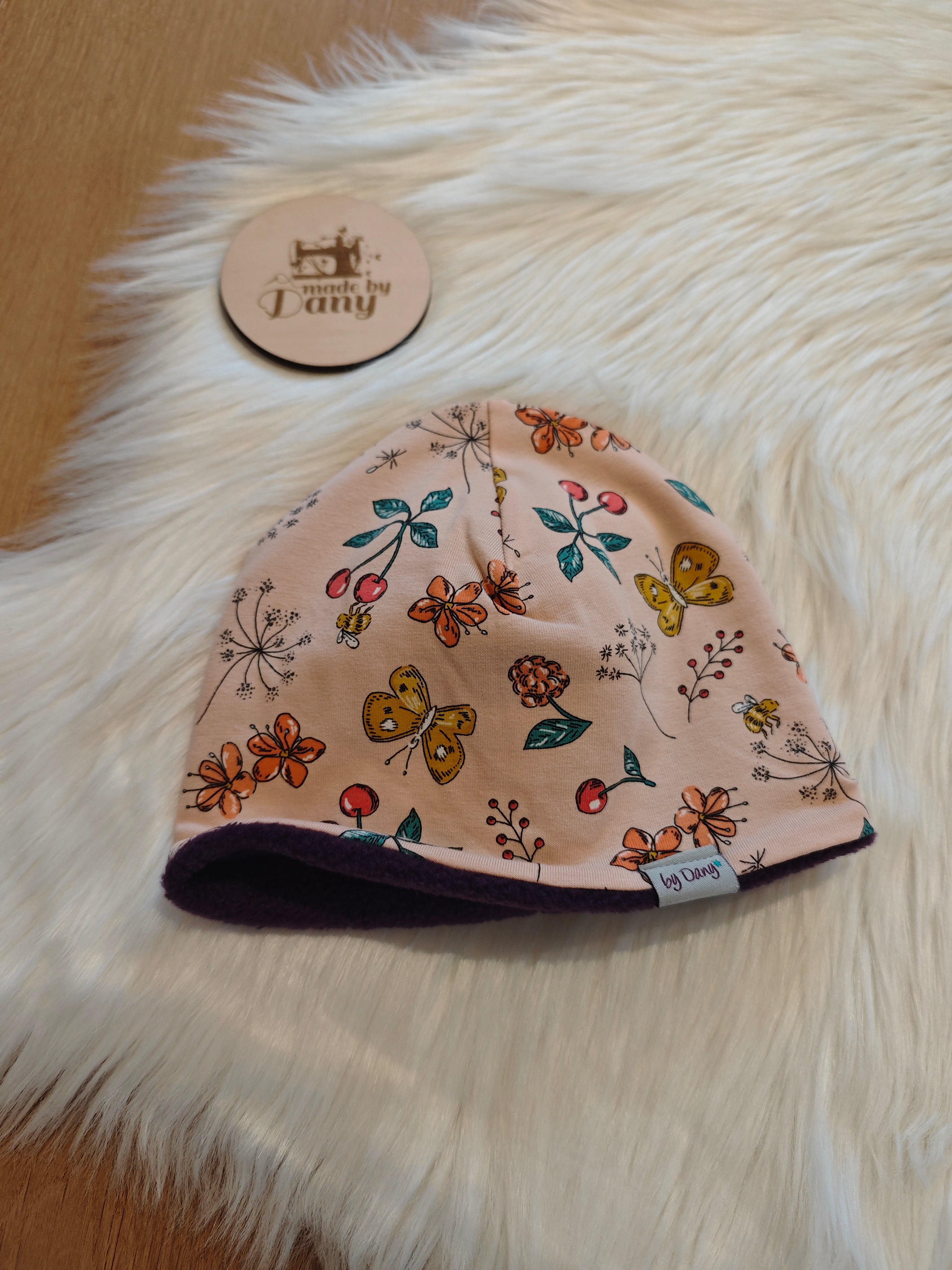 Mütze Jersey Sommergarten apricot ca. 47-49 cm