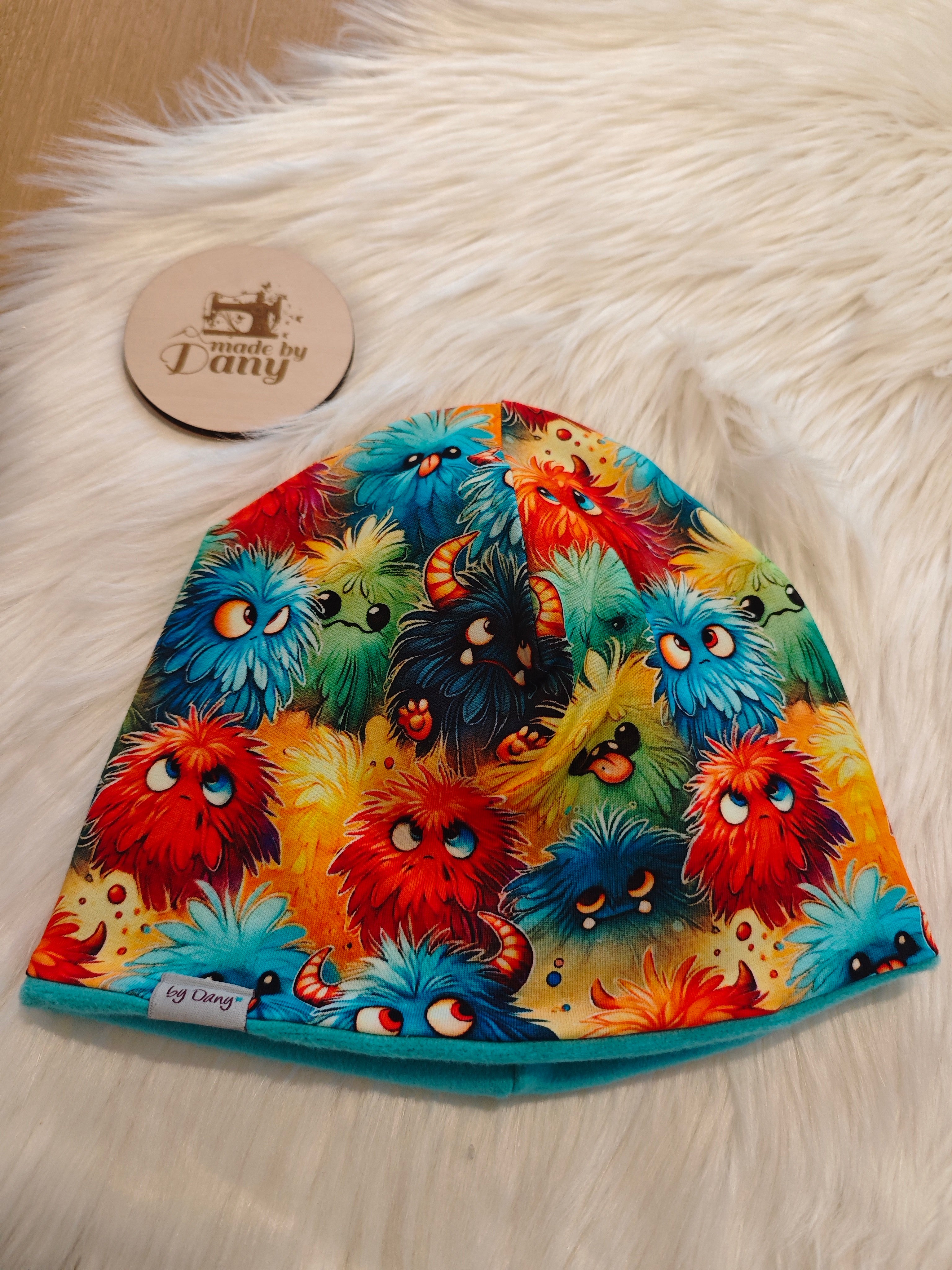 Mütze Jersey bunte Monster ca. 56-58 cm