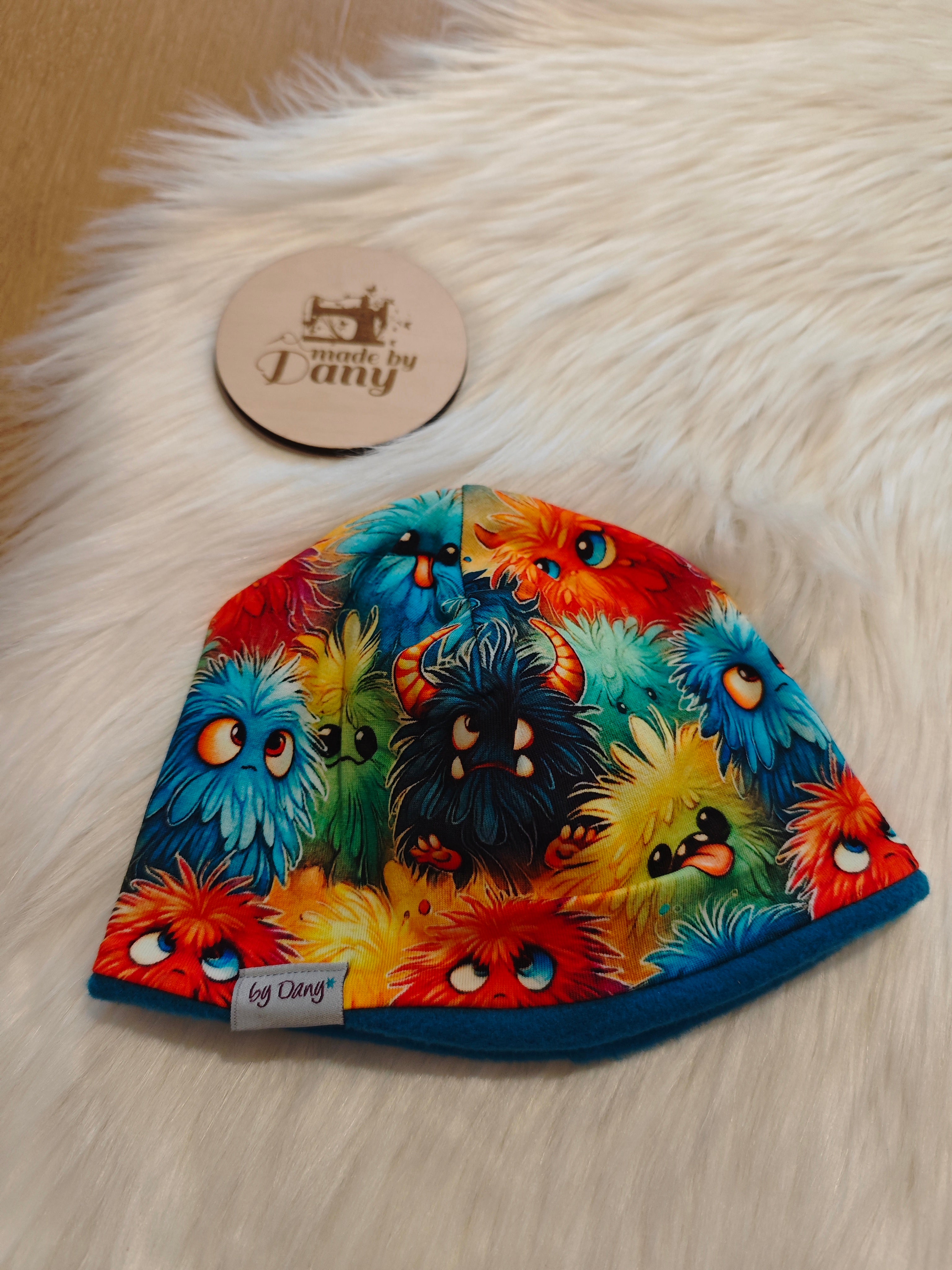 Mütze Jersey bunte Monster ca. 41-42 cm