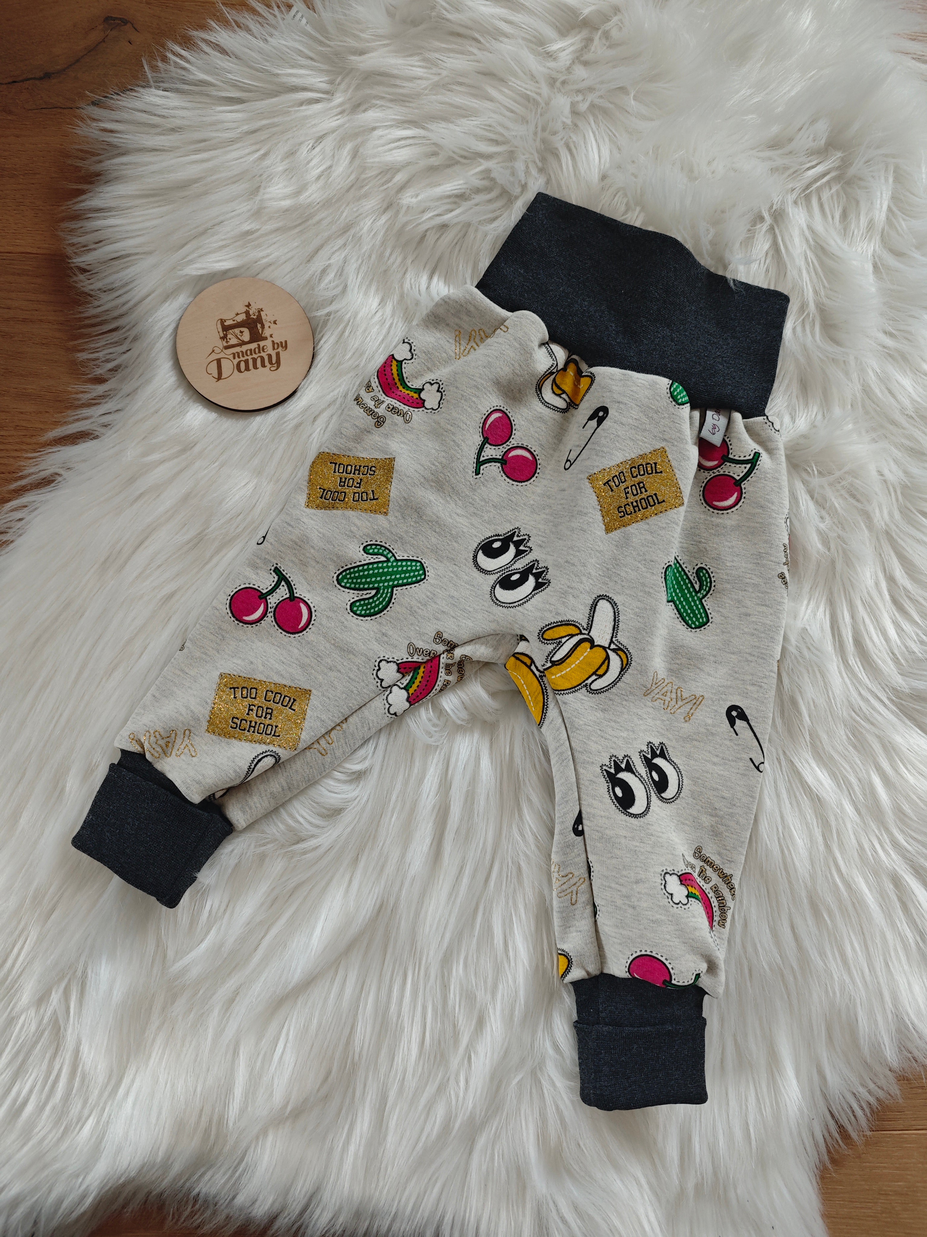 Pumphosen lang Patches Glitzer beige 86/92