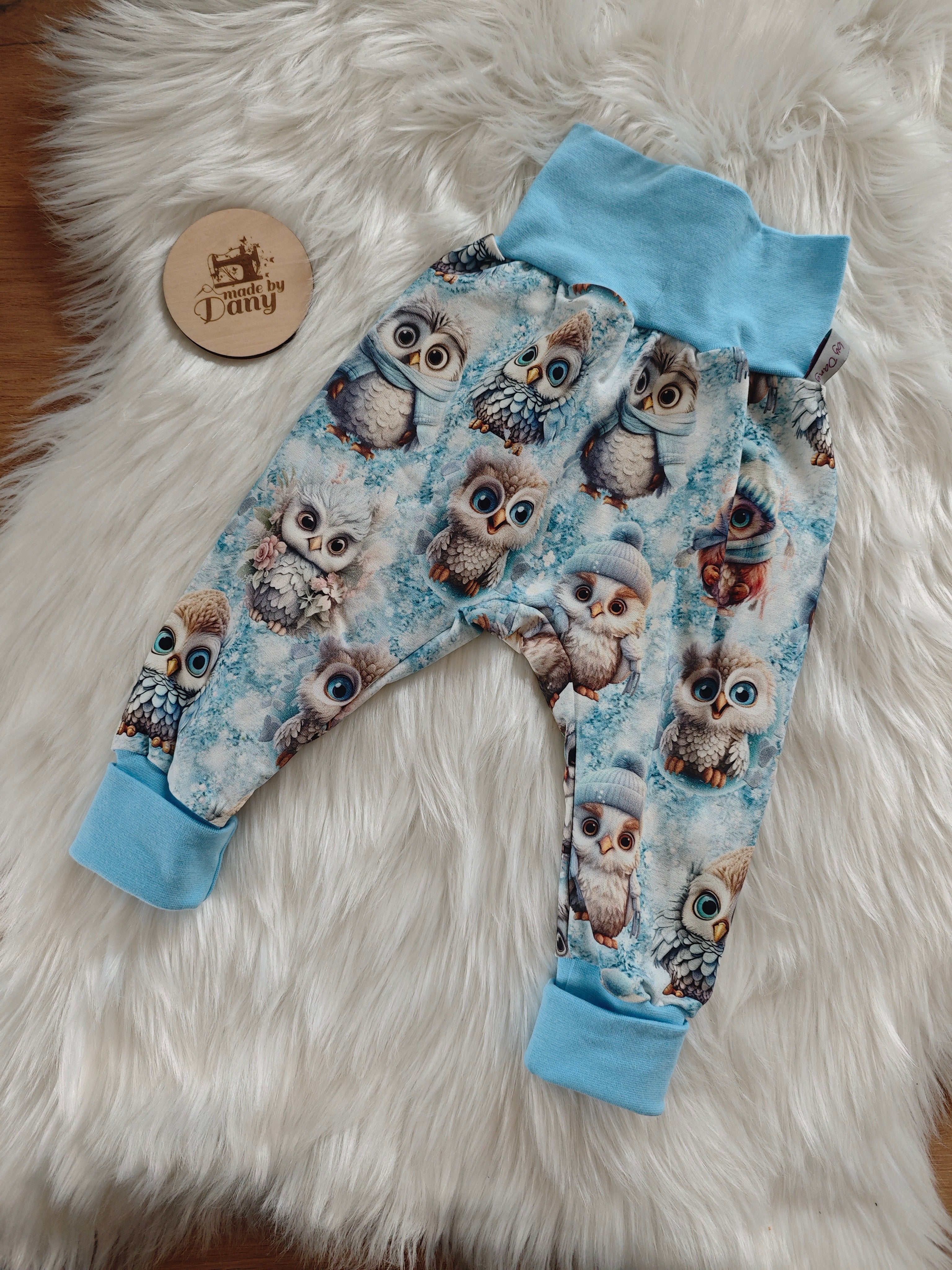 Pumphosen lang Eule mit Schal und Mütze 86/92