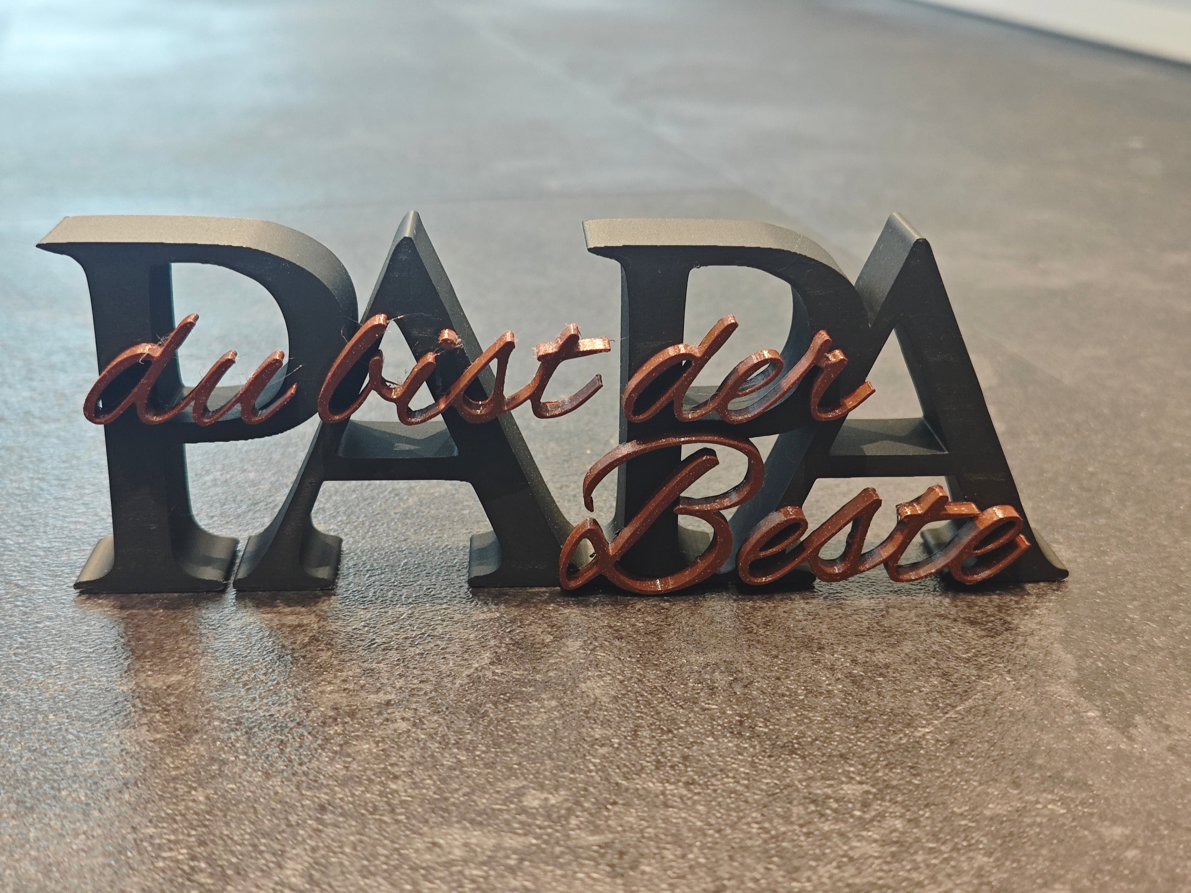 Schrift Papa du bis der Beste schwarz, braun glitzer