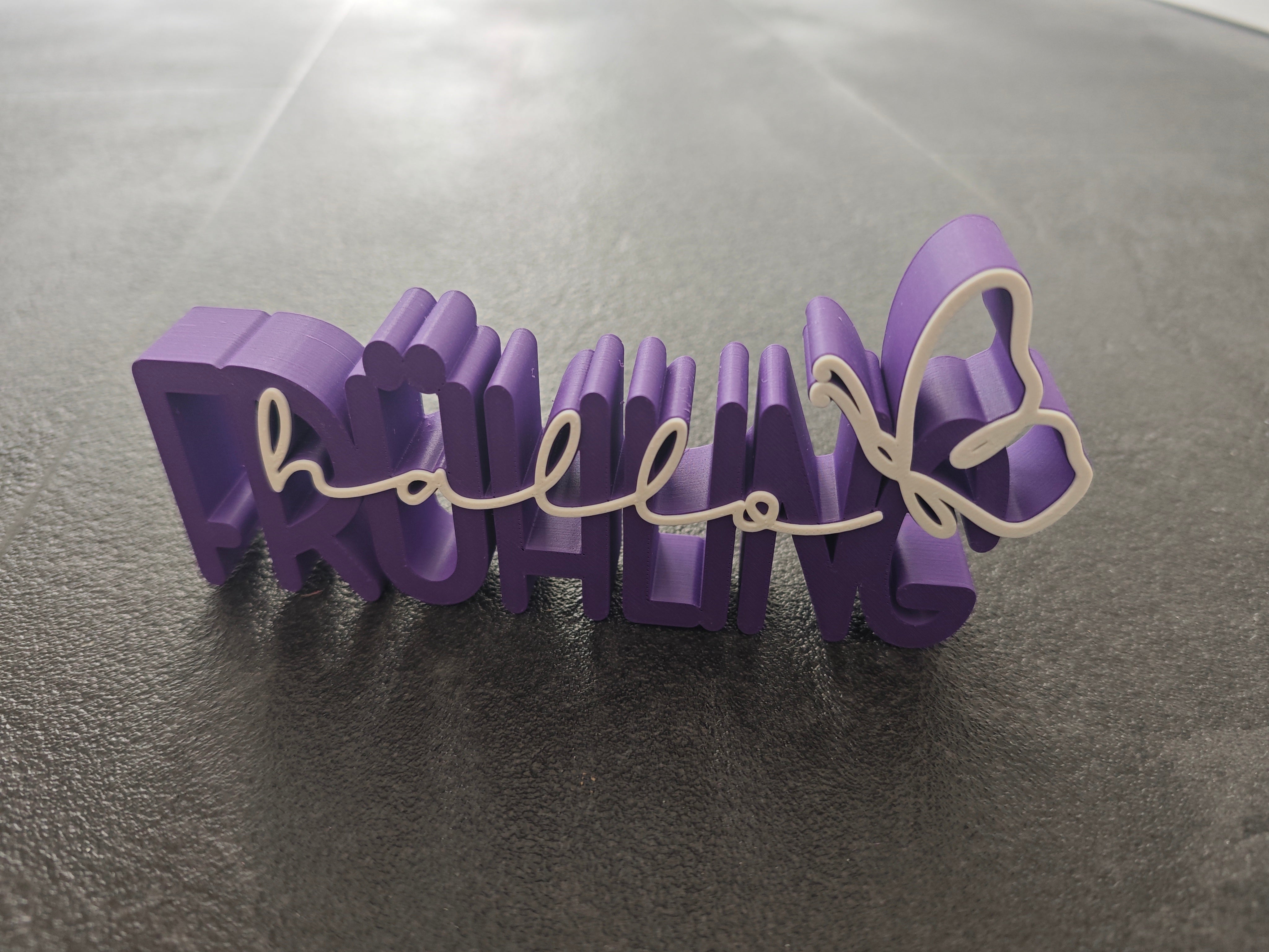 Schrift Hallo Frühling braun violett, weiss