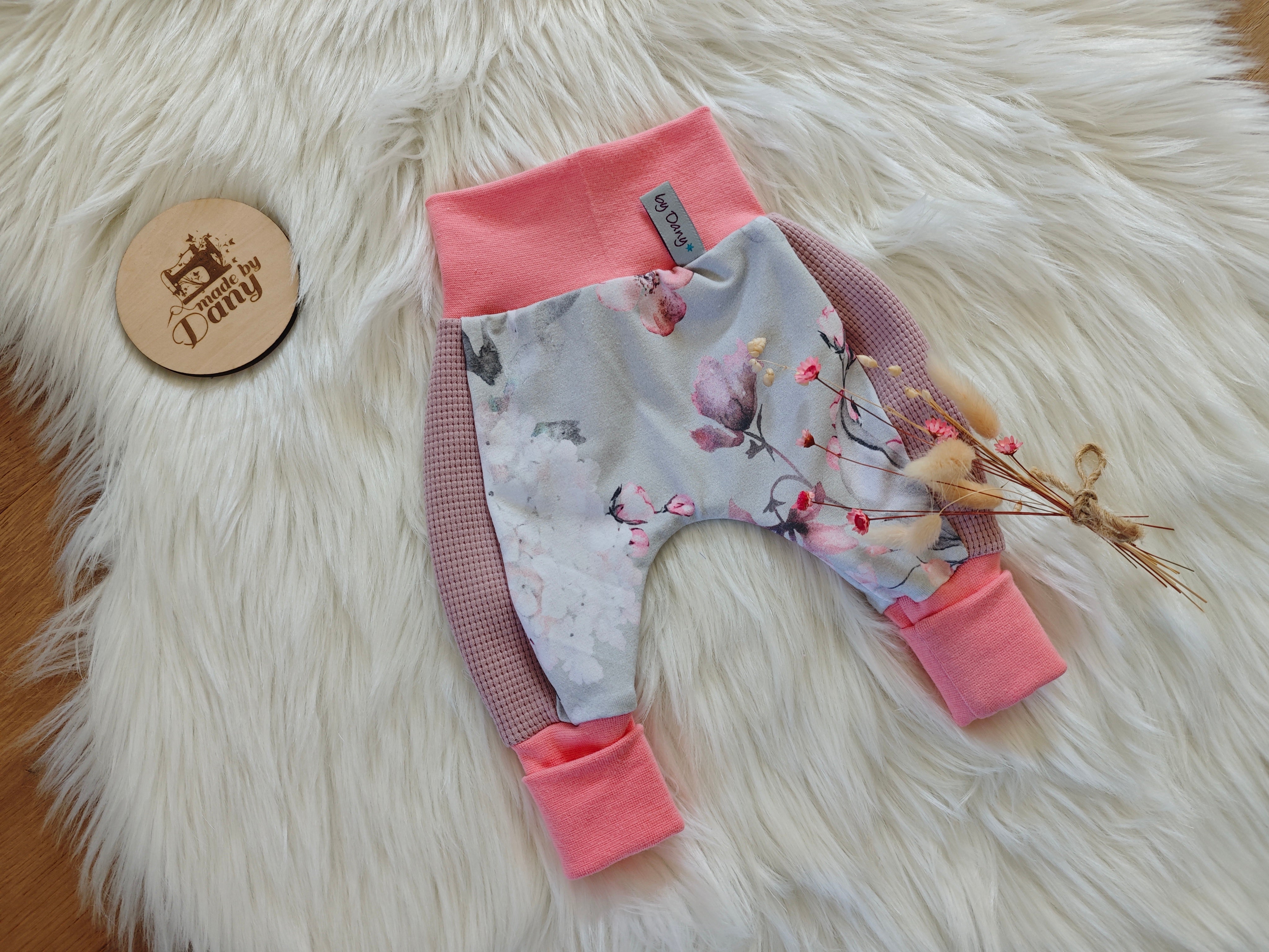 Pumster Pants lang Blumengemälde grau 50