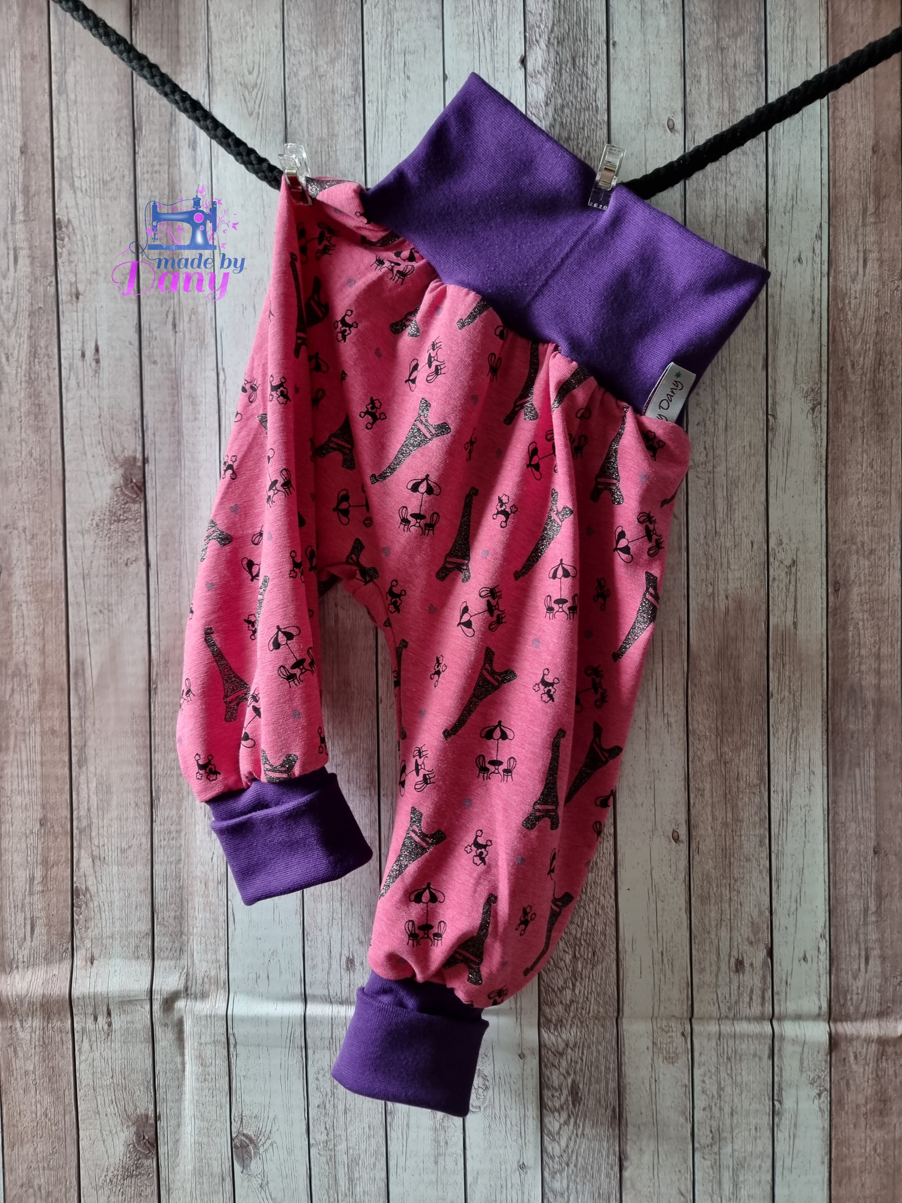 Pumphose lang Little Paris pink meliert-Glitzer 86/92