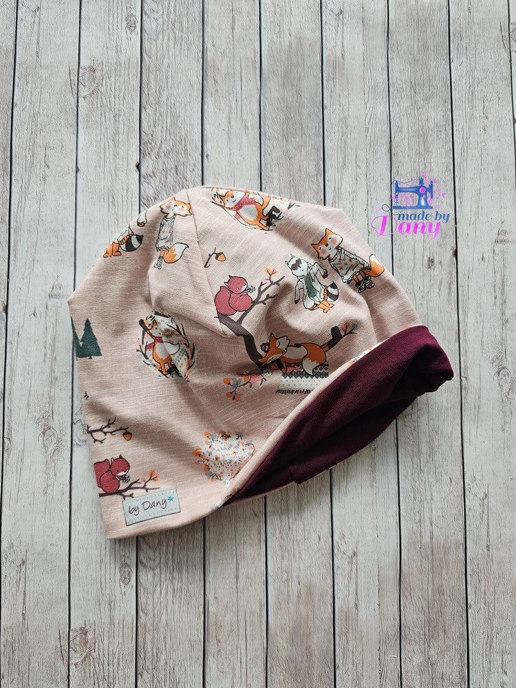 Wendebeanie Fall Forest dusty rose, bordeuxrot ca. 52-55 cm