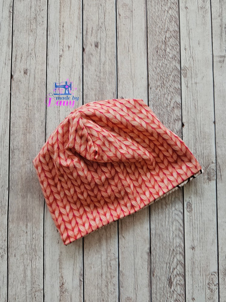 Wendebeanie Horse sand, Plain Stiches rosa, pink ca. 39-42 cm