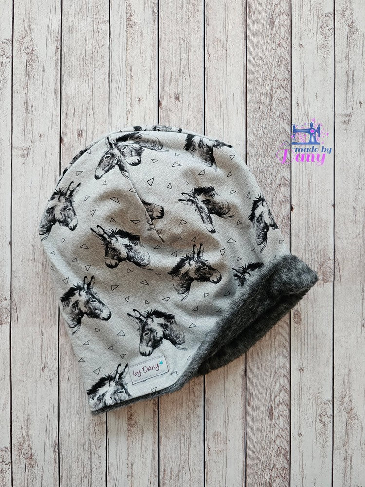 Beanie innen gefüttert Esel ca. 52 cm
