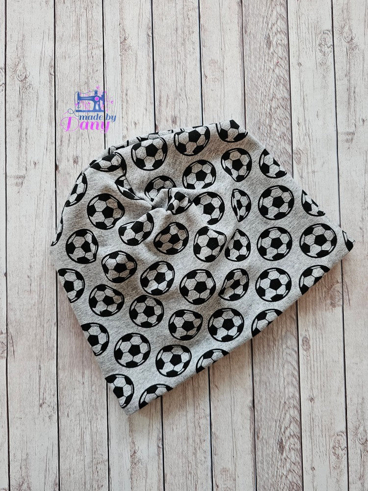 Wendebeanie Boom bang hellblau, Fussball grau ca. 52-55 cm