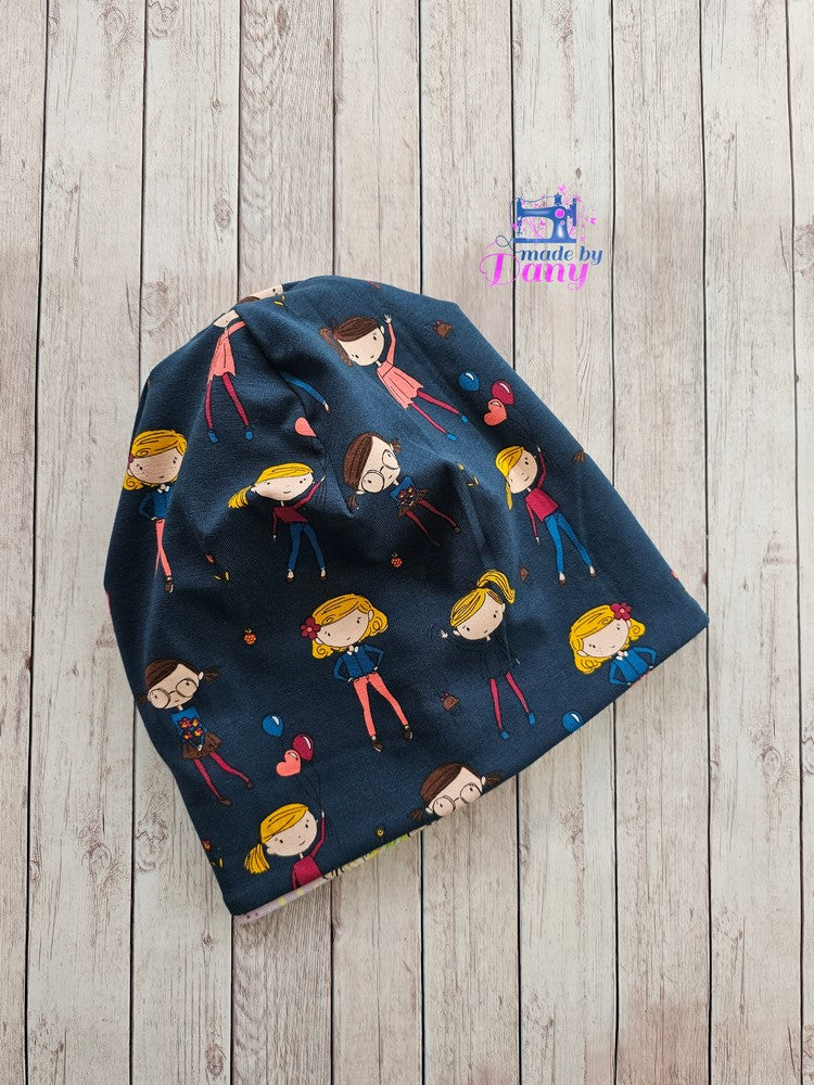 Wendebeanie Girly Eis, Mädchen marine - Jersey ca. 50 cm