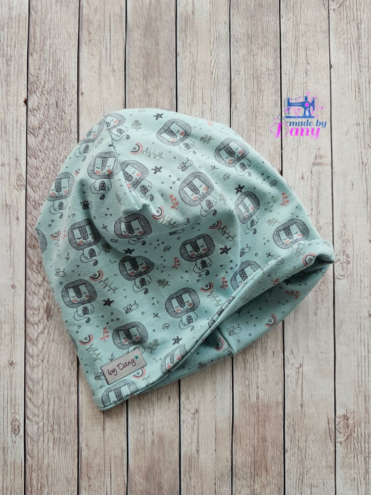 Wendebeanie Love Löwe blau, kleine Biene blau ca. 50-52 cm