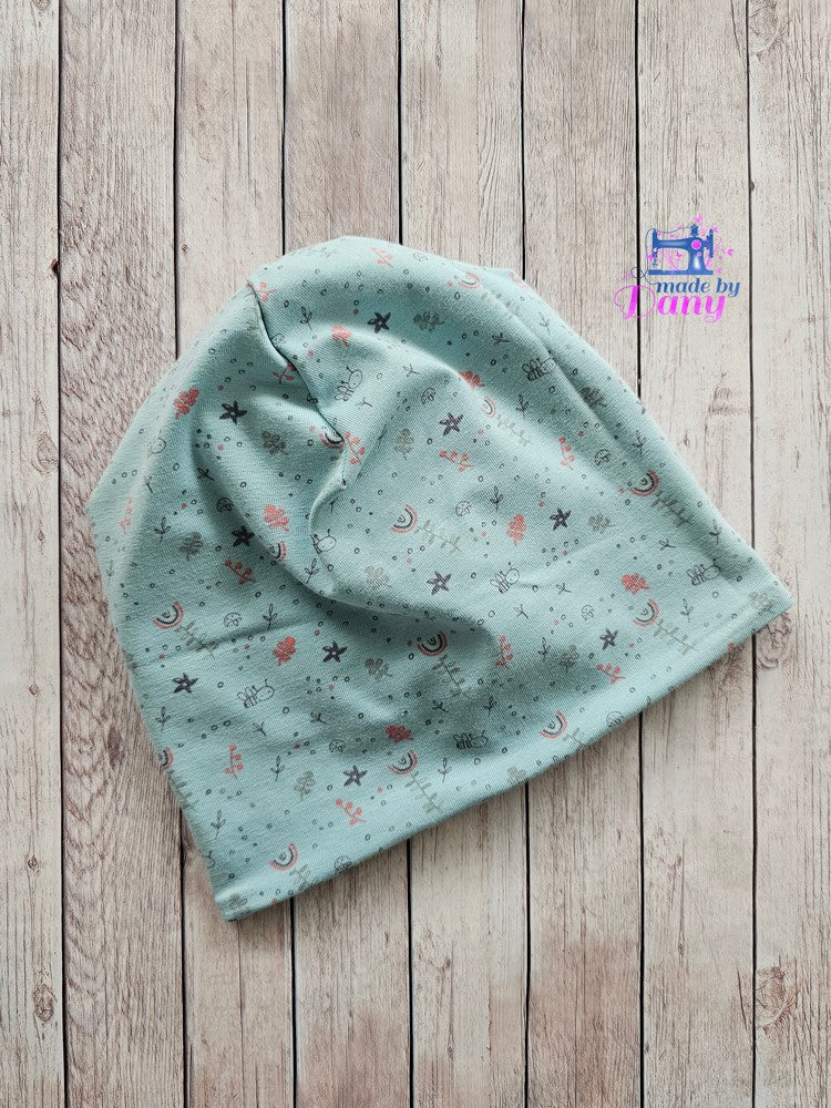 Wendebeanie Love Löwe blau, kleine Biene blau ca. 50-52 cm