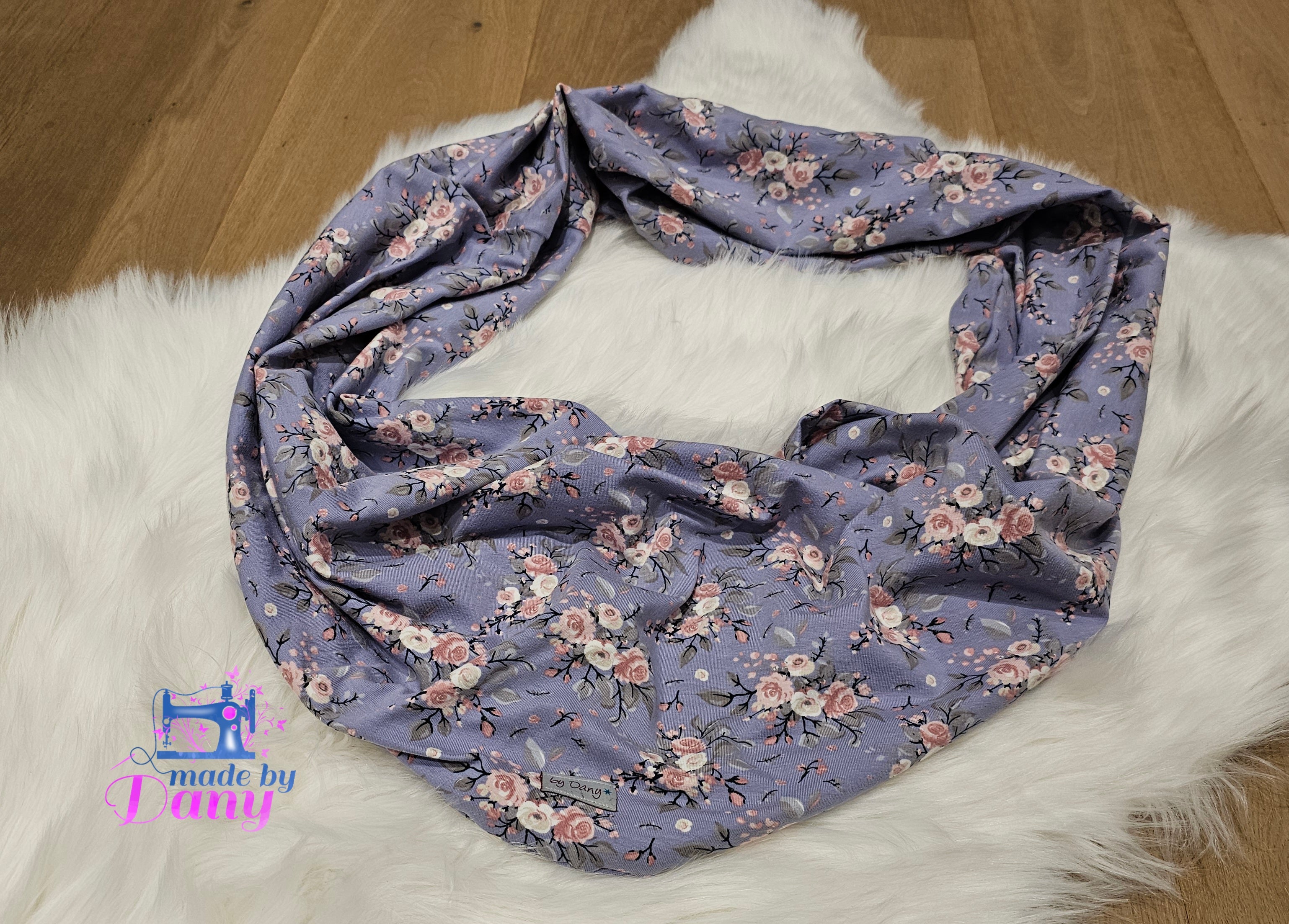 Wickelschal für Erwachsene Rosen auf violett