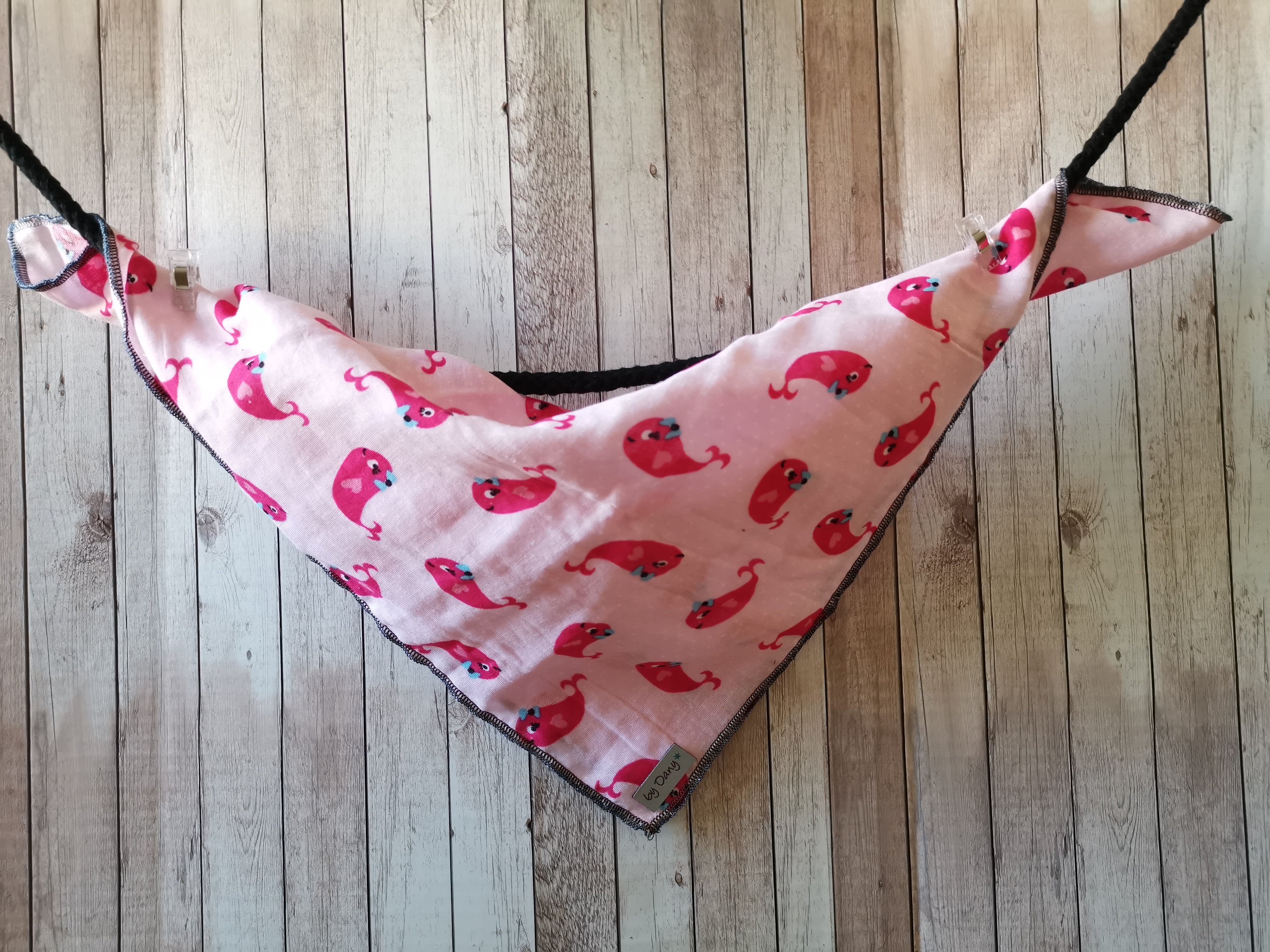 Nuscheli aus Musselin Stoff Wal pink, rosa ca. 49x49cm