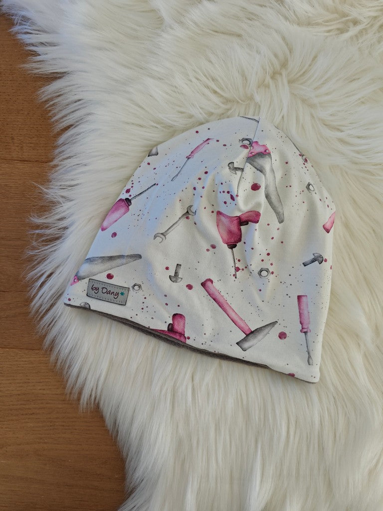 Beanie innen gefüttert Girly Werkzeug ca. 50-52 cm