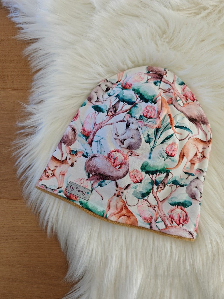 Beanie innen gefüttert Australientiere ca. 50 cm