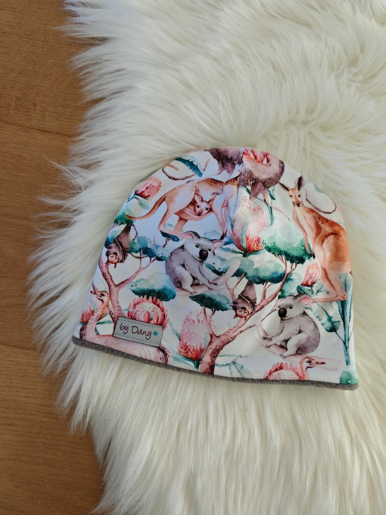 Beanie innen gefüttert Australientiere ca. 43-45 cm