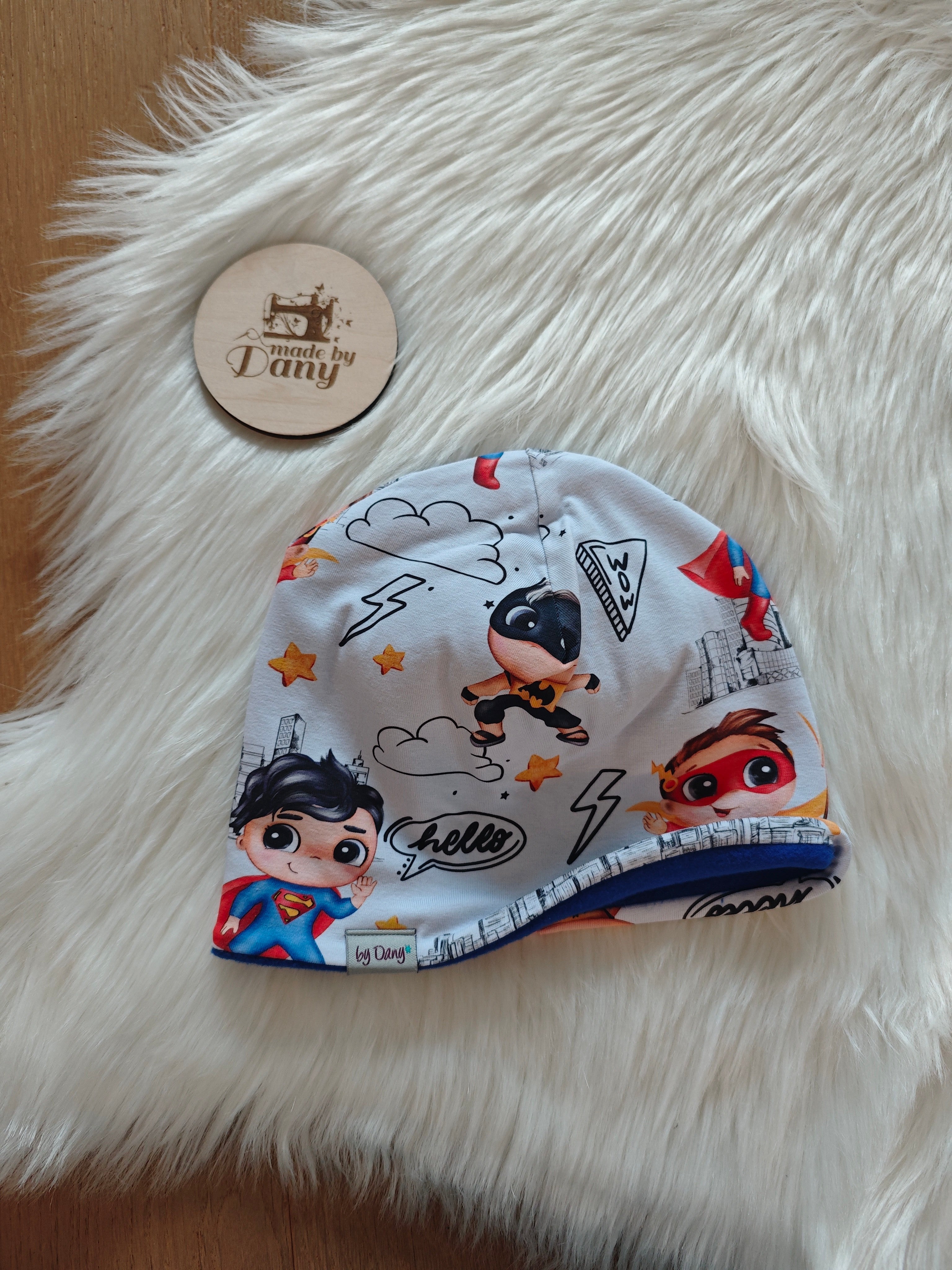 Beanie innen gefüttert Superhelden, hello, wow ca. 49-51 cm