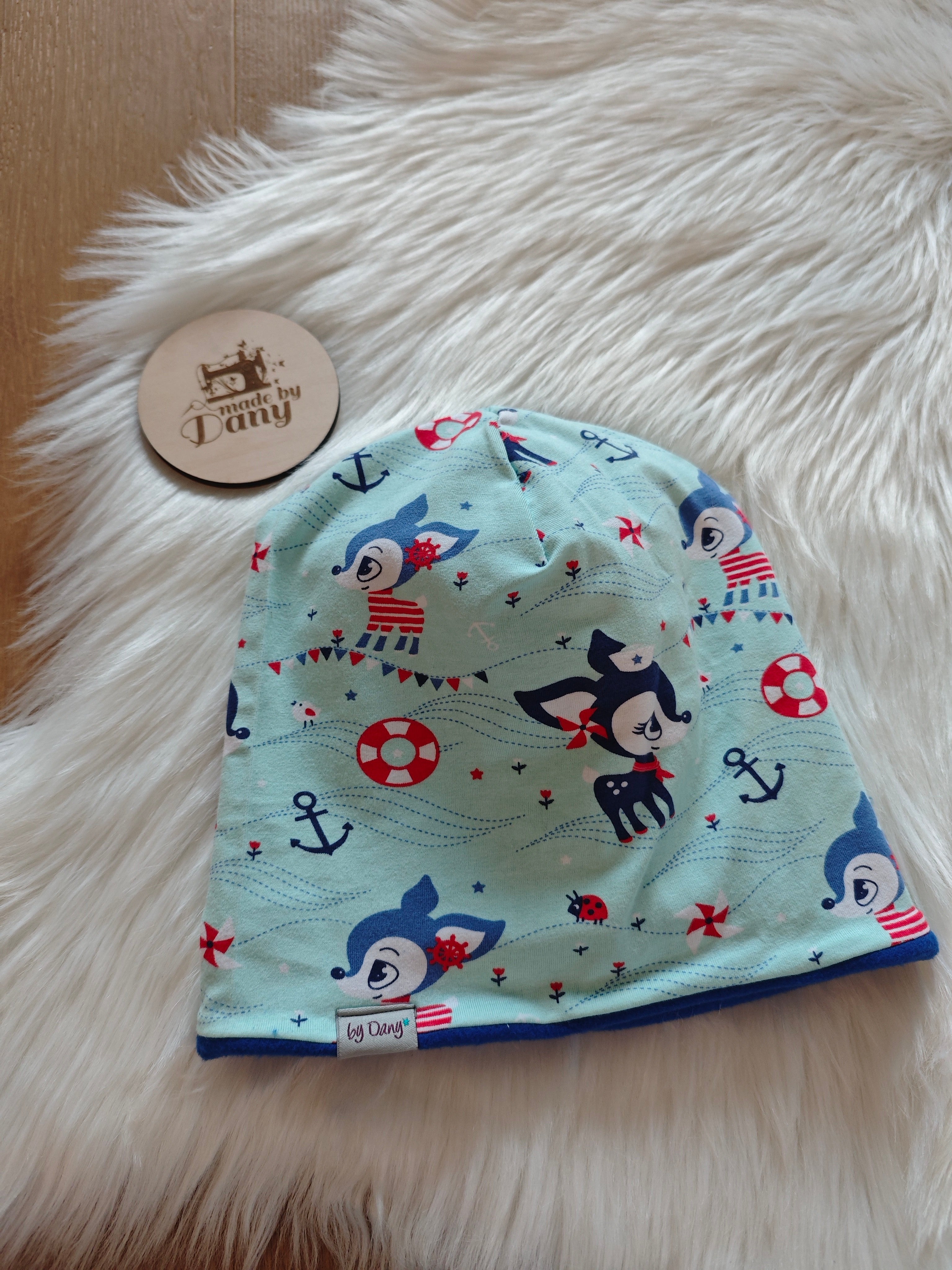 Beanie innen gefüttert Rehkids mint ca. 52 cm