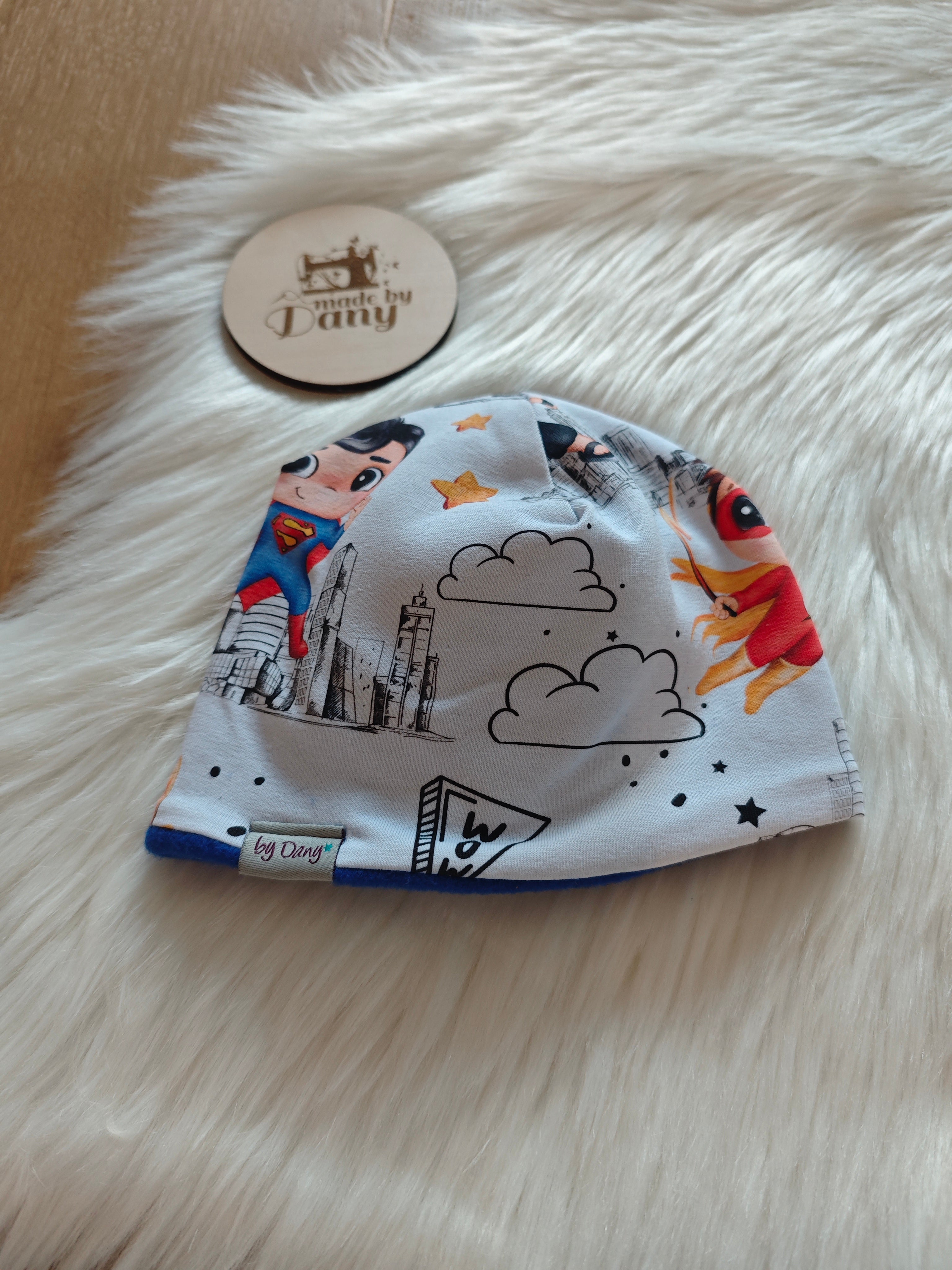 Beanie innen gefüttert Superhelden, hello, wow ca. 39-42 cm