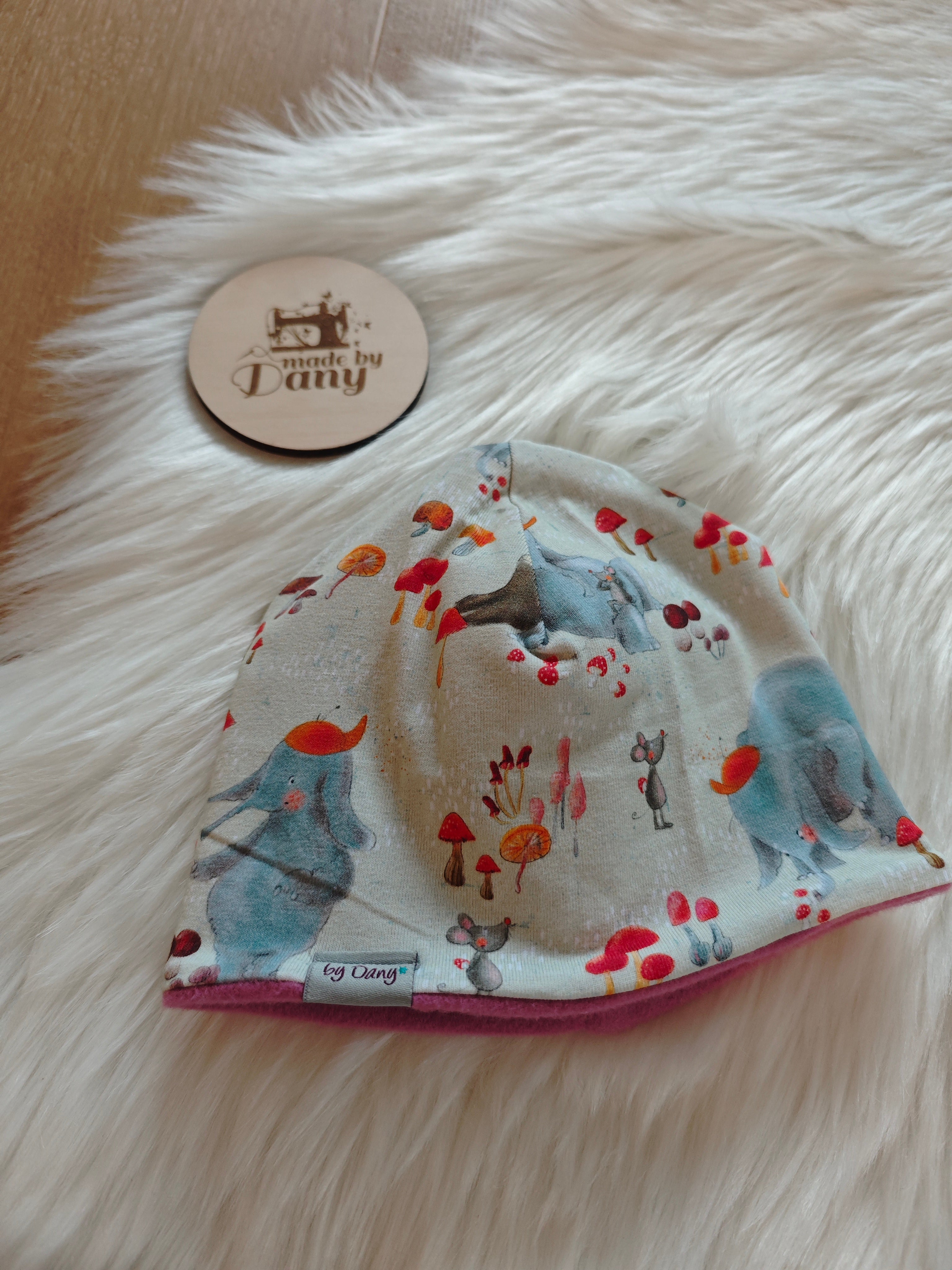 Mütze Jersey Gwendolin in den Pilzen ca. 44-46 cm