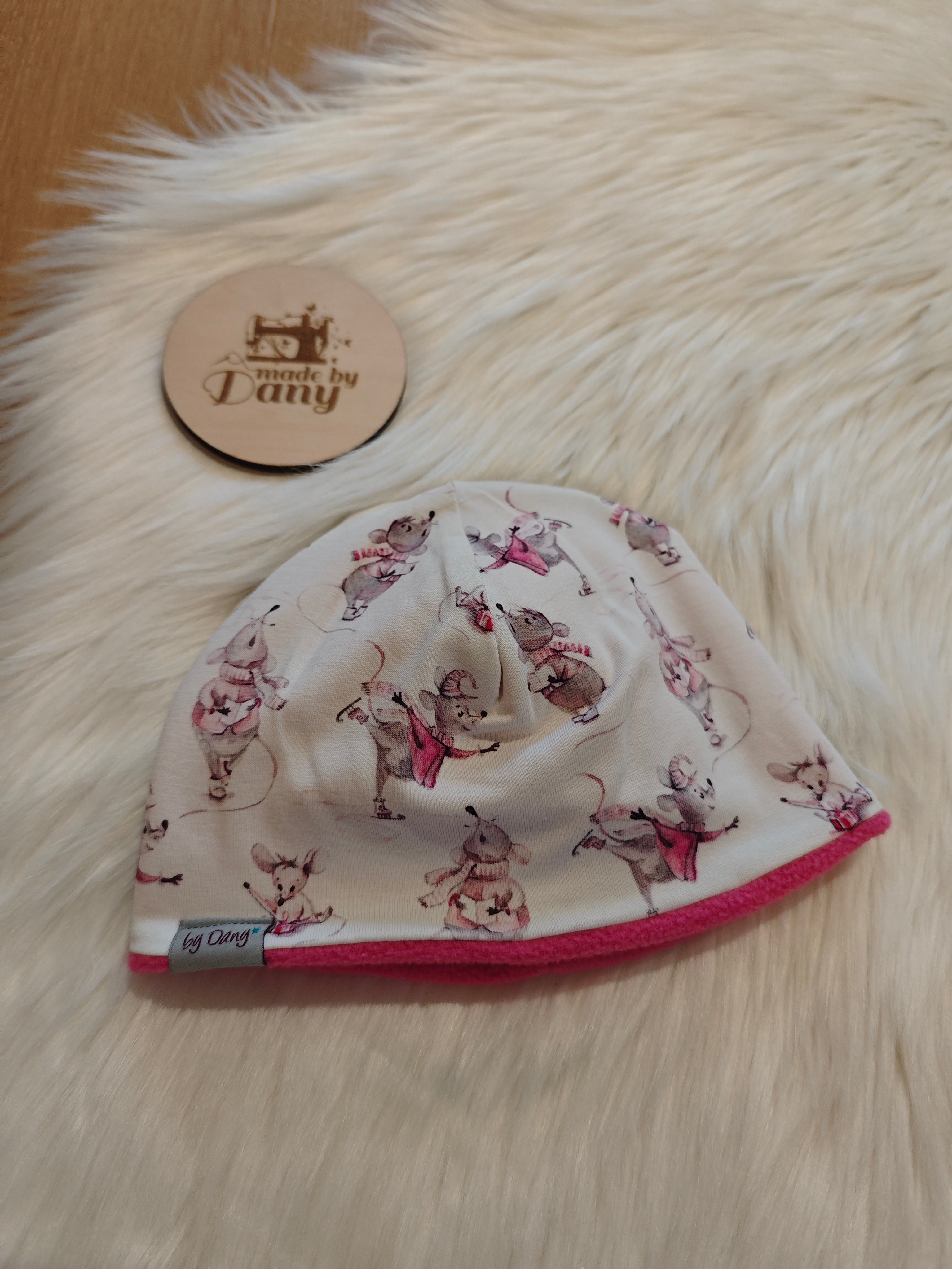 Mütze Jersey süsse Mäuse ca. 41-42 cm