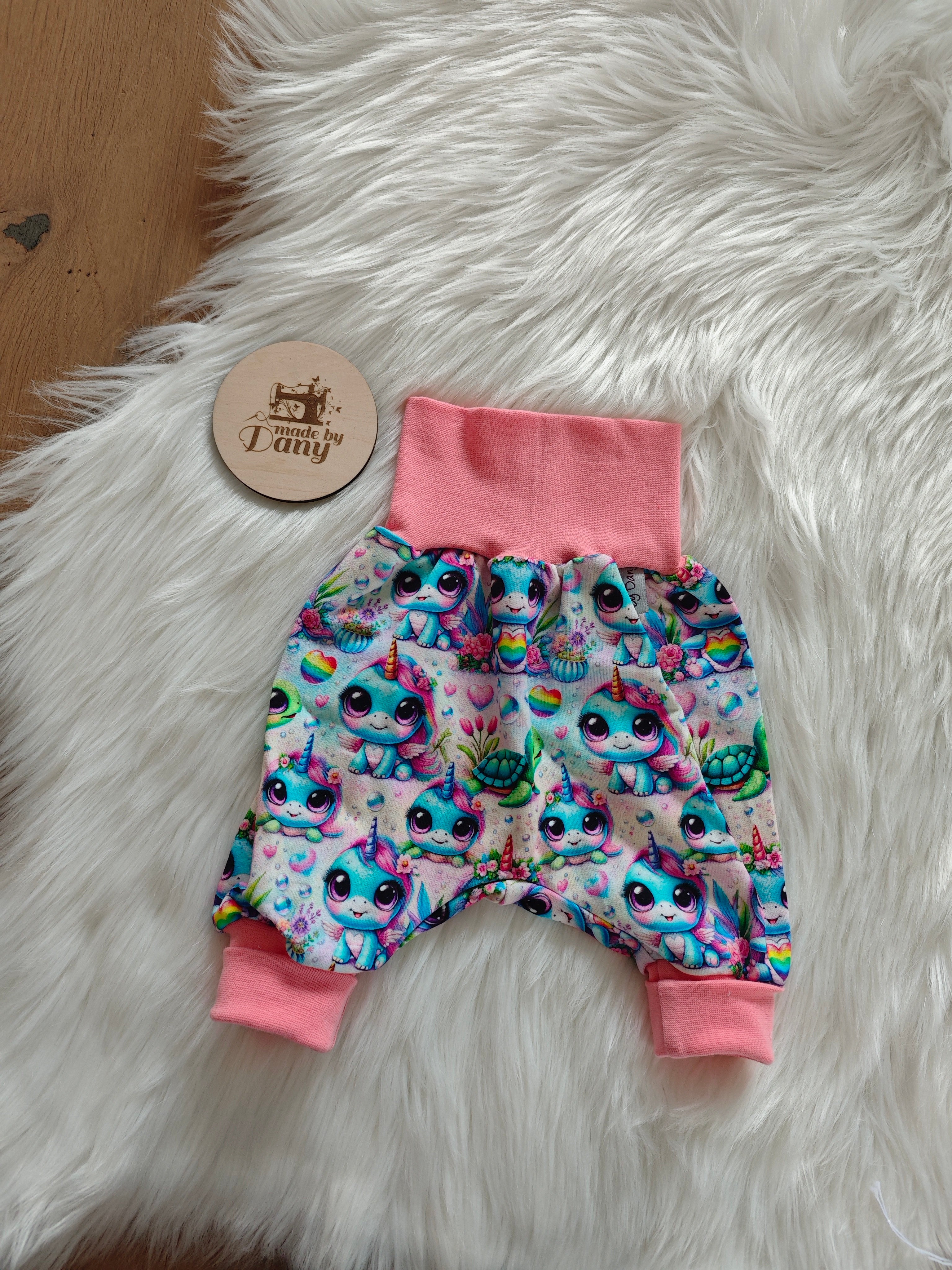 Pumphosen lang Einhorn, Schildkröte Regenbogen Herz 50/56