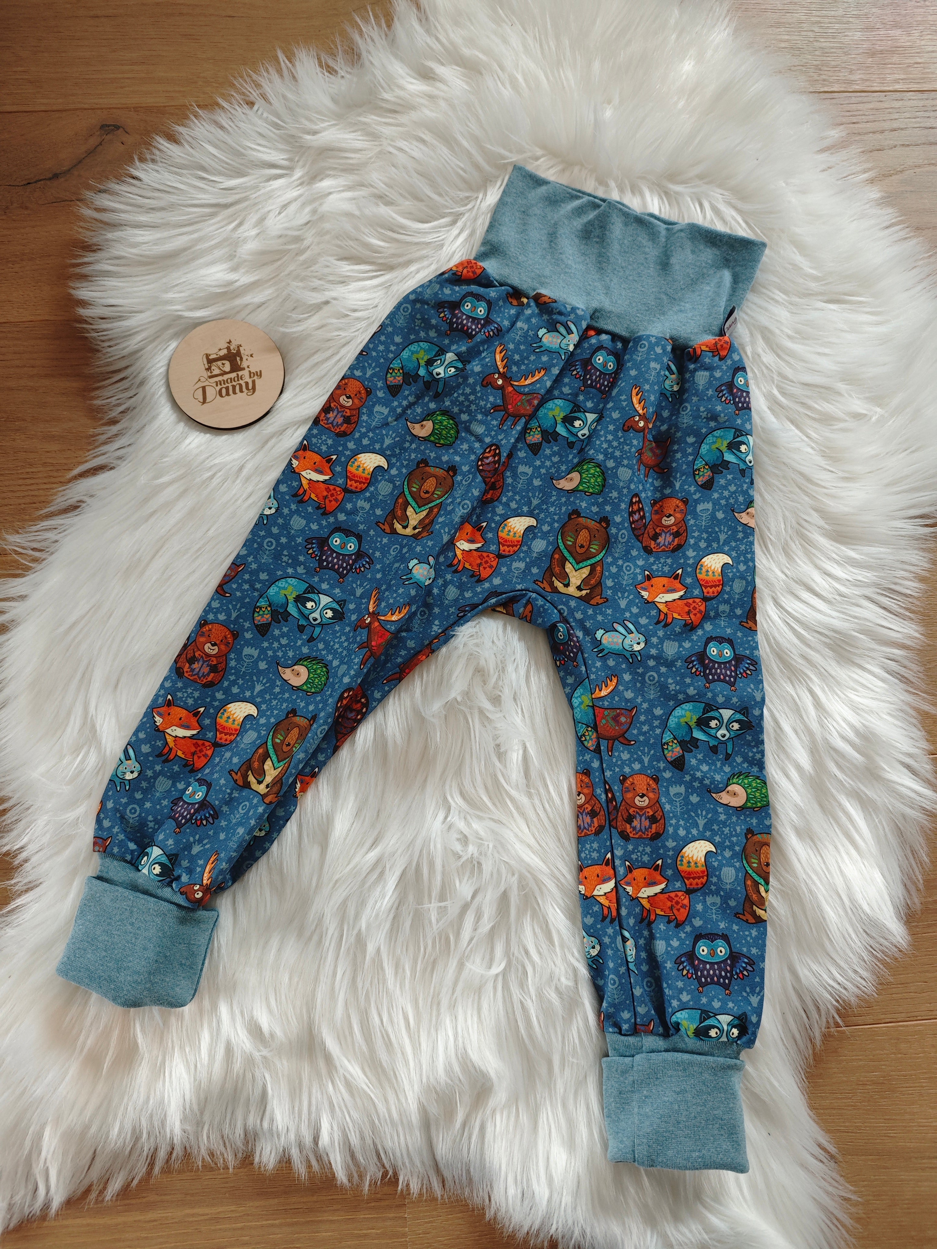 Pumphose lang Waldtiere blau 110/116