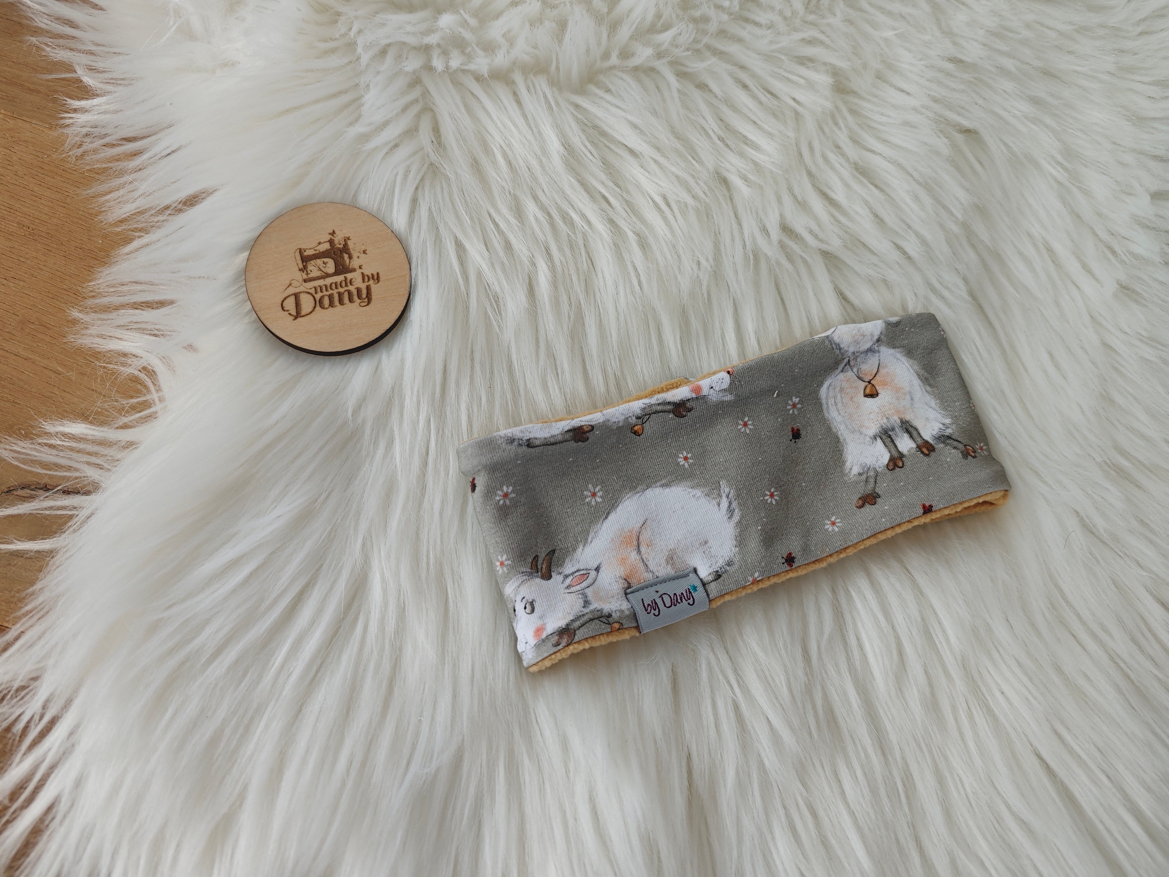 Stirnband Ziege auf grau ca. 43-44cm