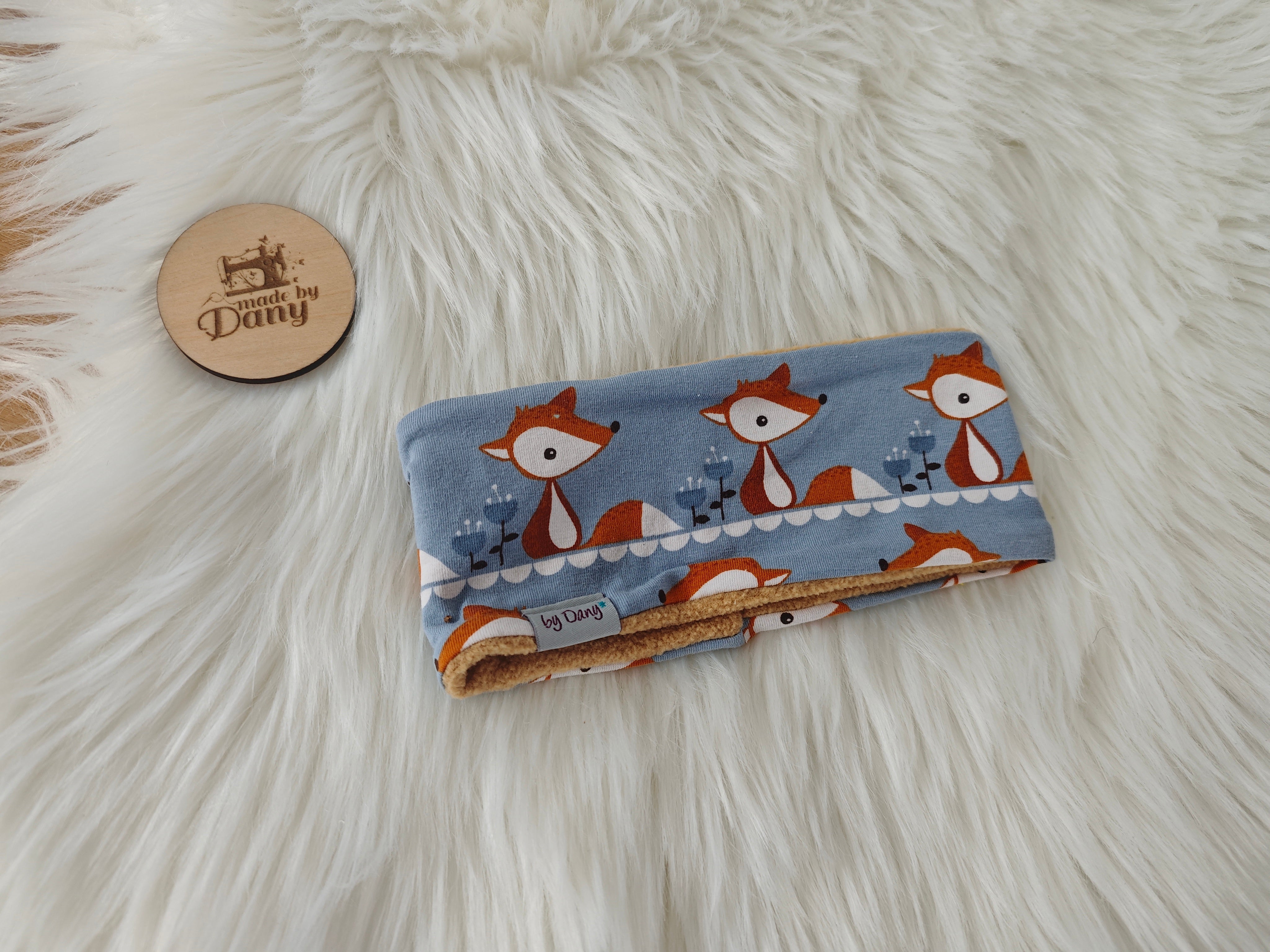 Stirnband Fuchs auf graublau ca. 43-44cm
