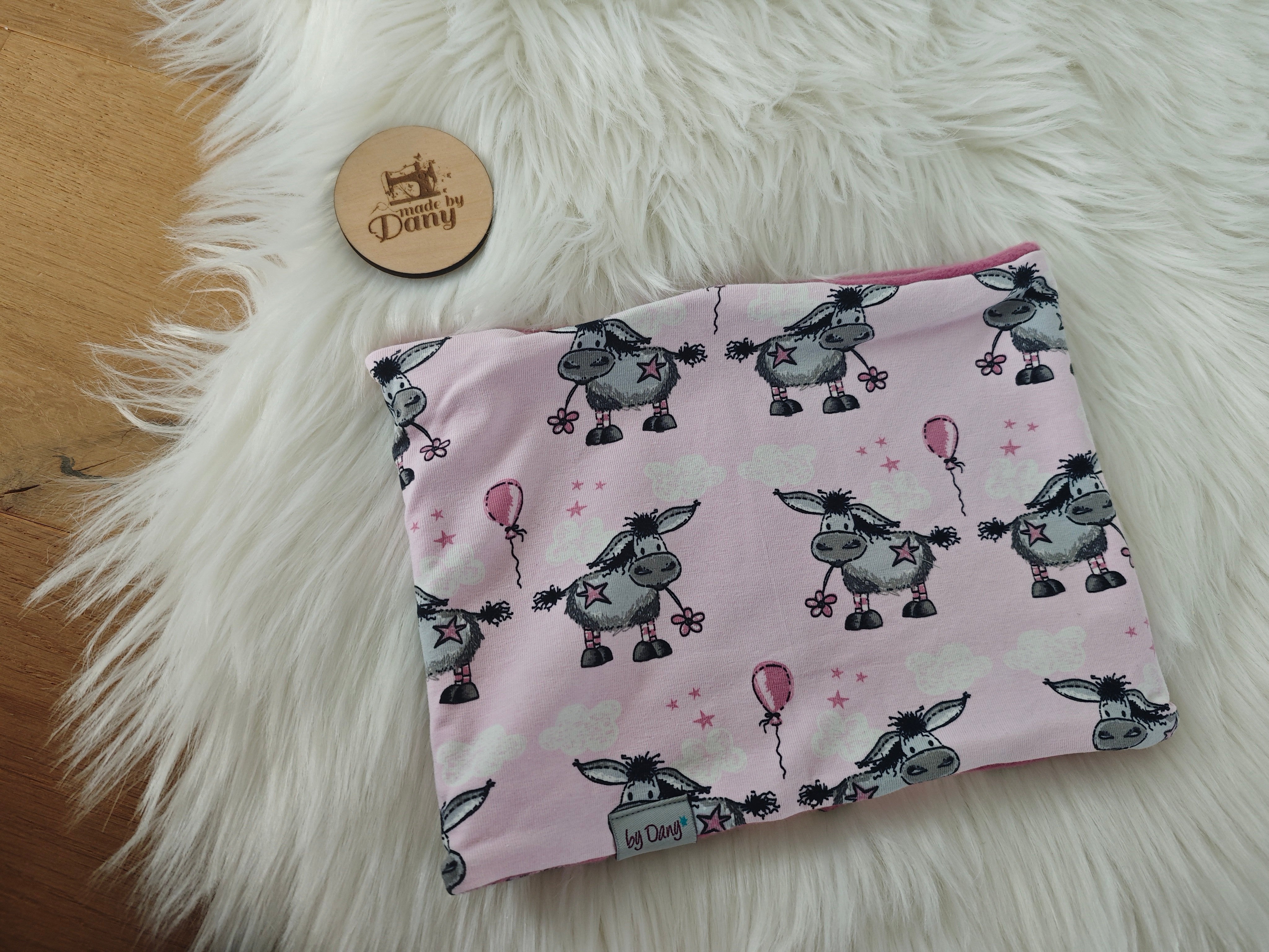 Loop innen gefüttert Esel auf rosa ca. 48 cm