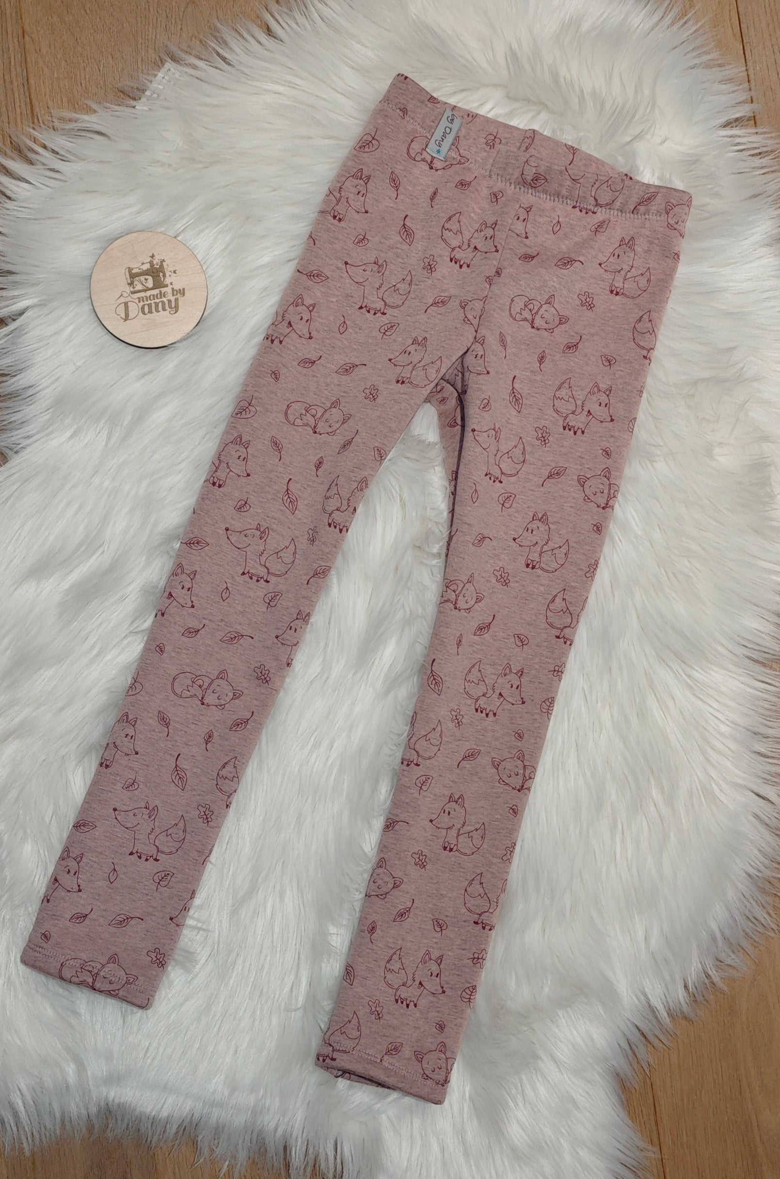 Leggings lang mit Gummiband Füchsli altrosa meliert 116